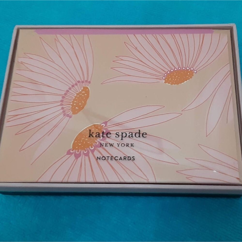 NEW kate spade New York Falling Flower Peach and Pink Floral Notecards 10 Each